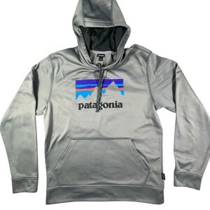 Patagonia Mens Fitz Roy Horizons Uprisal Hoody Gray Fleece Hoodie Medium